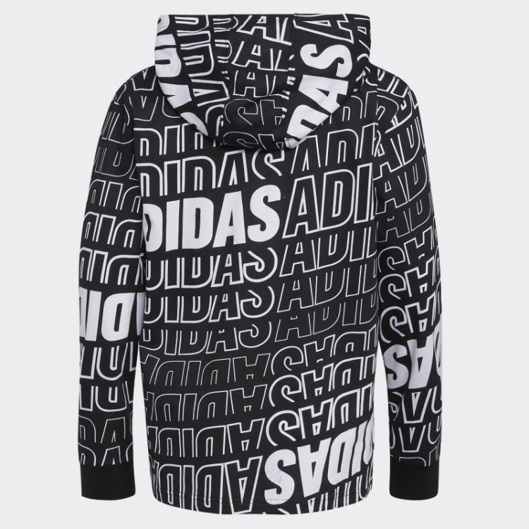 Camiseta Manga Longa Com Estampa Preta Adidas