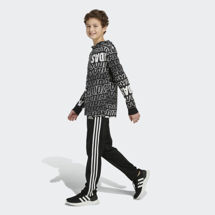Camiseta Manga Longa Com Estampa Preta Adidas