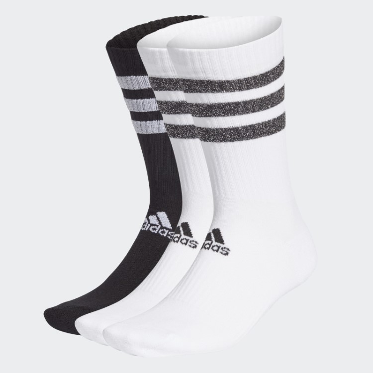 Glam 3 Listras Meias Esportivas Acolchoadas - 3 Pares Adidas Branco