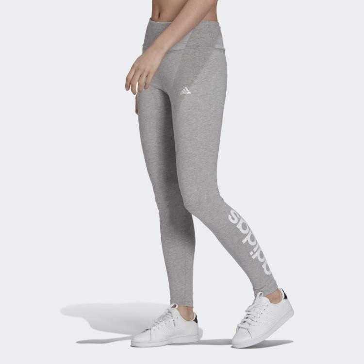 Adidas Loungewear Essentials Legging Cintura Alta Com Logo Cinza Médio