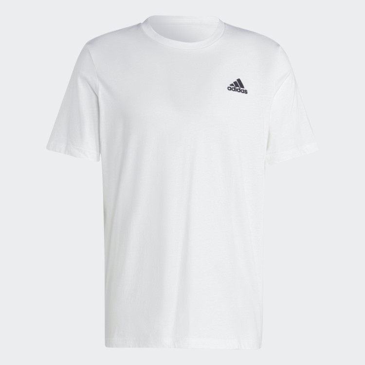 Camiseta Branca Adidas Essentials Single Jersey Com Logo Bordado Pequeno