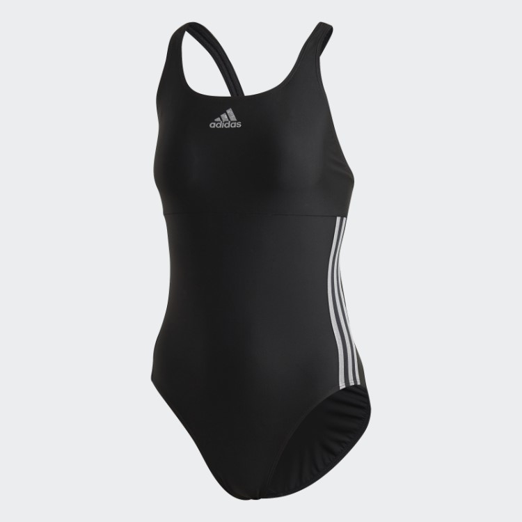 Fato De Banho Preto Glam-on Brilhante Com As 3 Riscas Adidas