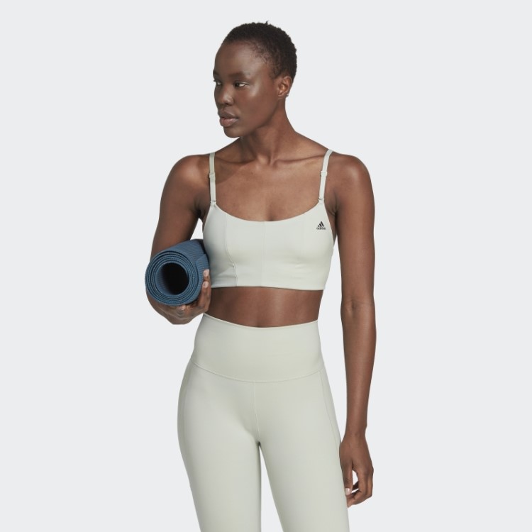 Sutiã De Suporte Leve Para Estúdio De Ioga Verde Adidas
