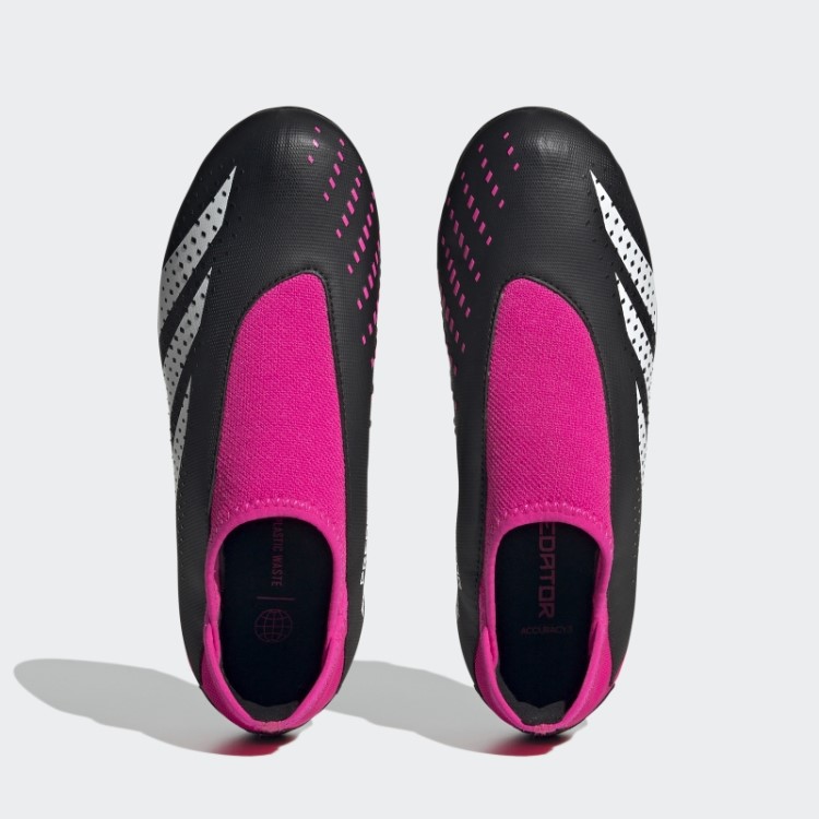 Moda Rosa Adidas Predador Precisão.3 Botas De Chão Firme Sem Cadarço