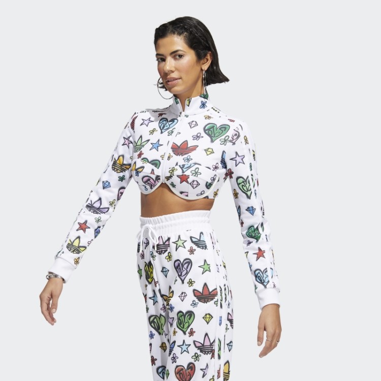 Top Cropped Branco Adidas Jeremy Scott Com Monograma