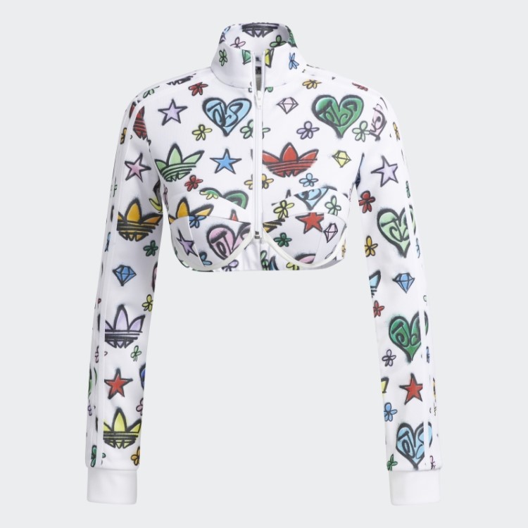Top Cropped Branco Adidas Jeremy Scott Com Monograma