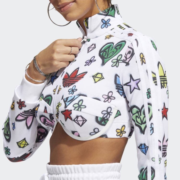 Top Cropped Branco Adidas Jeremy Scott Com Monograma