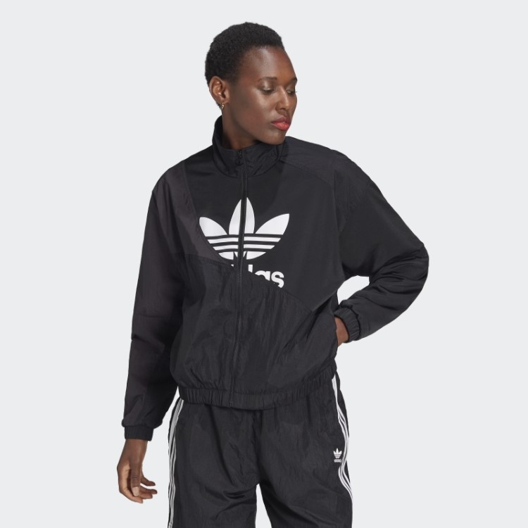 Jaqueta Adidas Preta Adicolor Com Recorte Trefoil