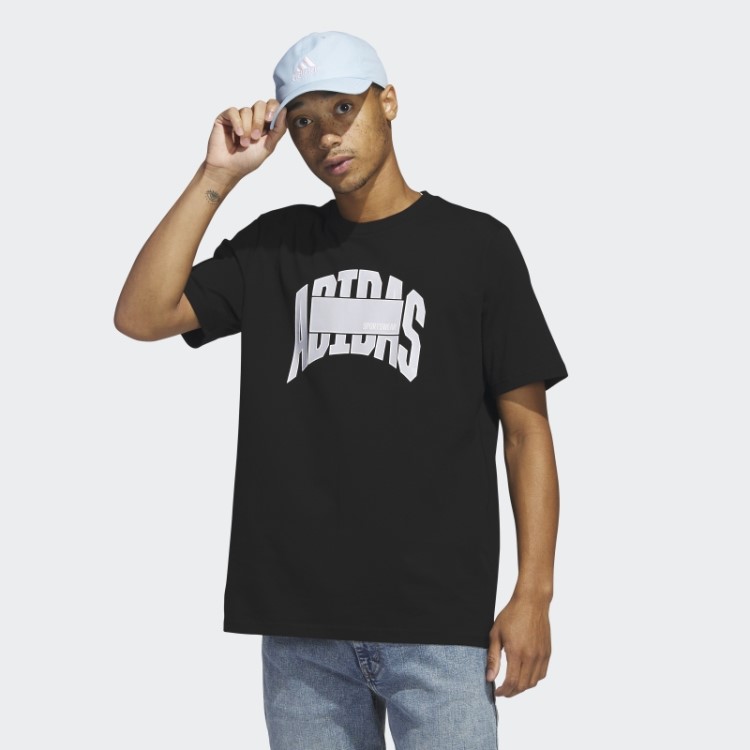 Camiseta Adidas Sportswear Block Gráfico Preto Quente