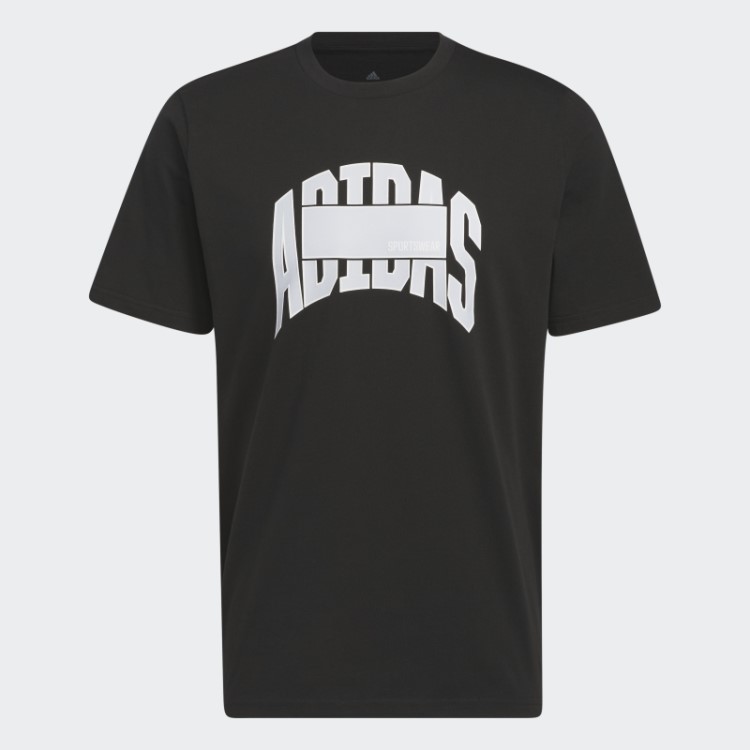 Camiseta Adidas Sportswear Block Gráfico Preto Quente