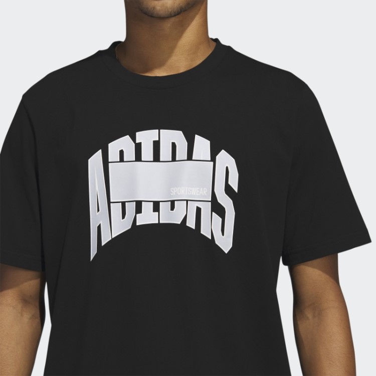 Camiseta Adidas Sportswear Block Gráfico Preto Quente