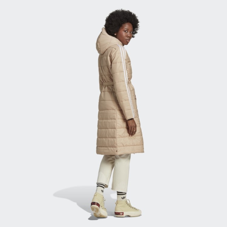 Jaqueta Longa Slim Premium Adidas Com Capuz Bege