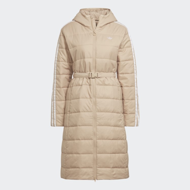 Jaqueta Longa Slim Premium Adidas Com Capuz Bege