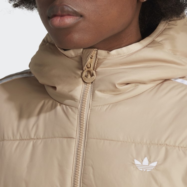 Jaqueta Longa Slim Premium Adidas Com Capuz Bege