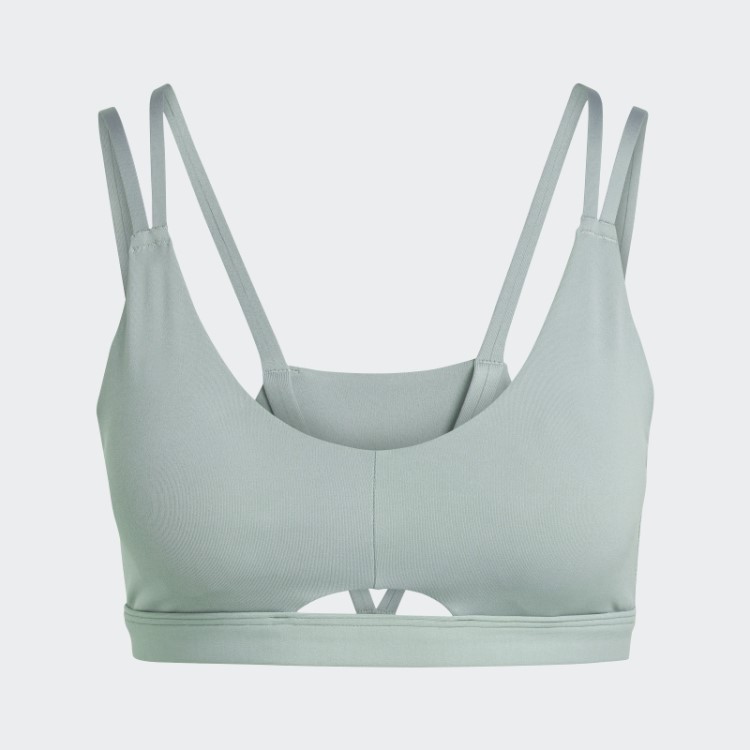 Sutiã De Estúdio De Ioga Verde Prateado Luxe Com Suporte De Luz Adidas