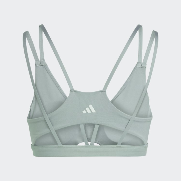 Sutiã De Estúdio De Ioga Verde Prateado Luxe Com Suporte De Luz Adidas