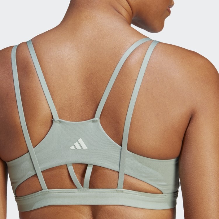Sutiã De Estúdio De Ioga Verde Prateado Luxe Com Suporte De Luz Adidas