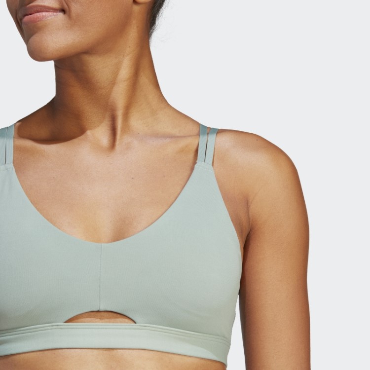 Sutiã De Estúdio De Ioga Verde Prateado Luxe Com Suporte De Luz Adidas