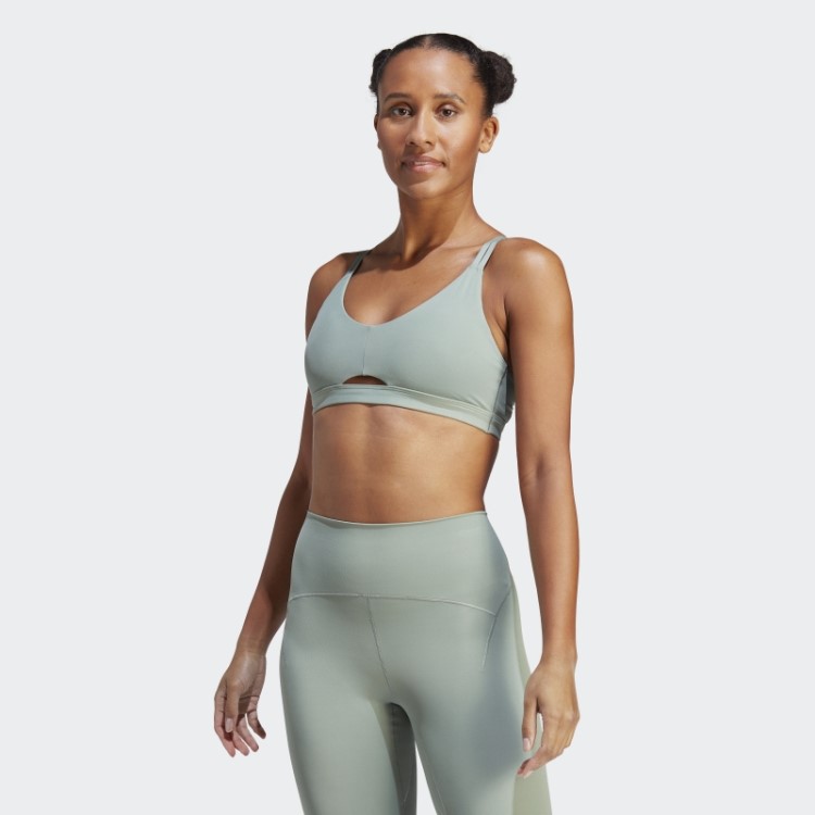 Sutiã Adidas Yoga Studio Luxe Light-support Verde Prateado