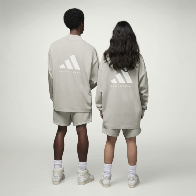 Top Adidas Basquete Manga Longa Metal Cinza Quente
