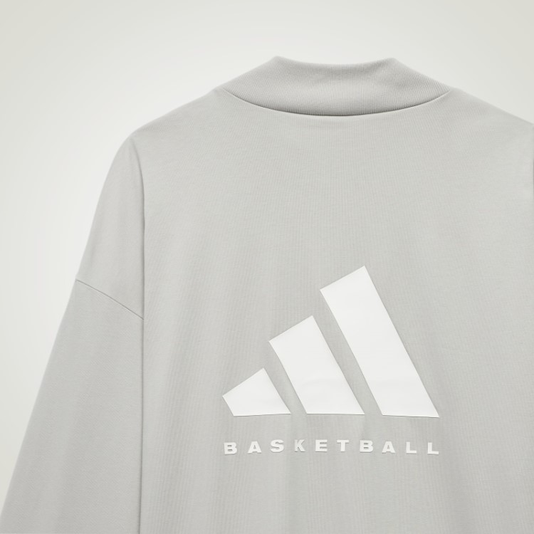 Top Adidas Basquete Manga Longa Metal Cinza Quente