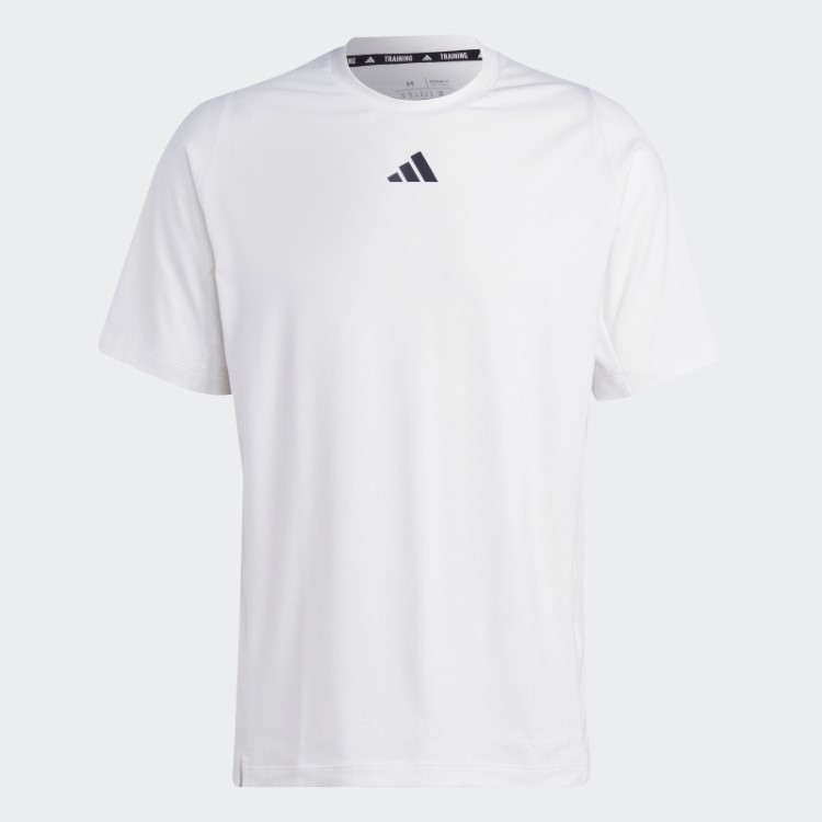 Camiseta Branca Adidas Train Icons 3 Bar Logo Para Treino