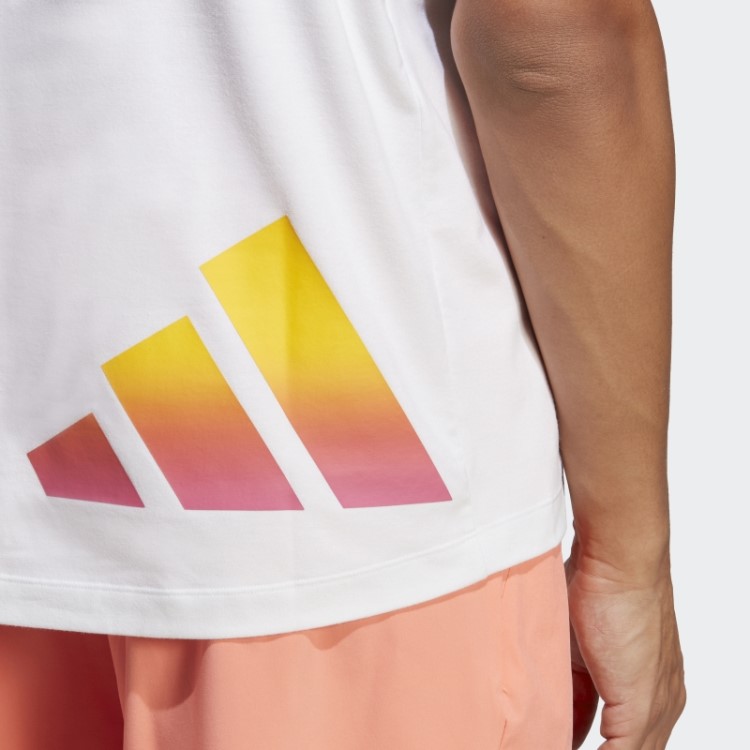 Camiseta Branca Adidas Train Icons 3 Bar Logo Para Treino
