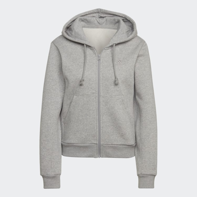 Adidas All Szn Hoodie De Lã Com Zíper Completo Cinza Médio