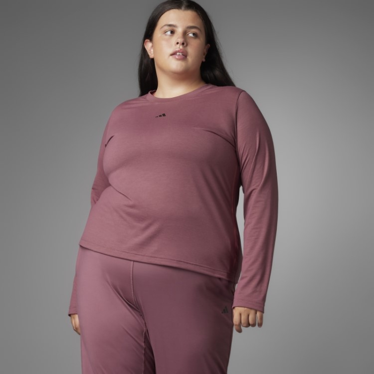 Camiseta De Manga Longa Adidas Authentic Balance Yoga (tamanho Grande) Bordô