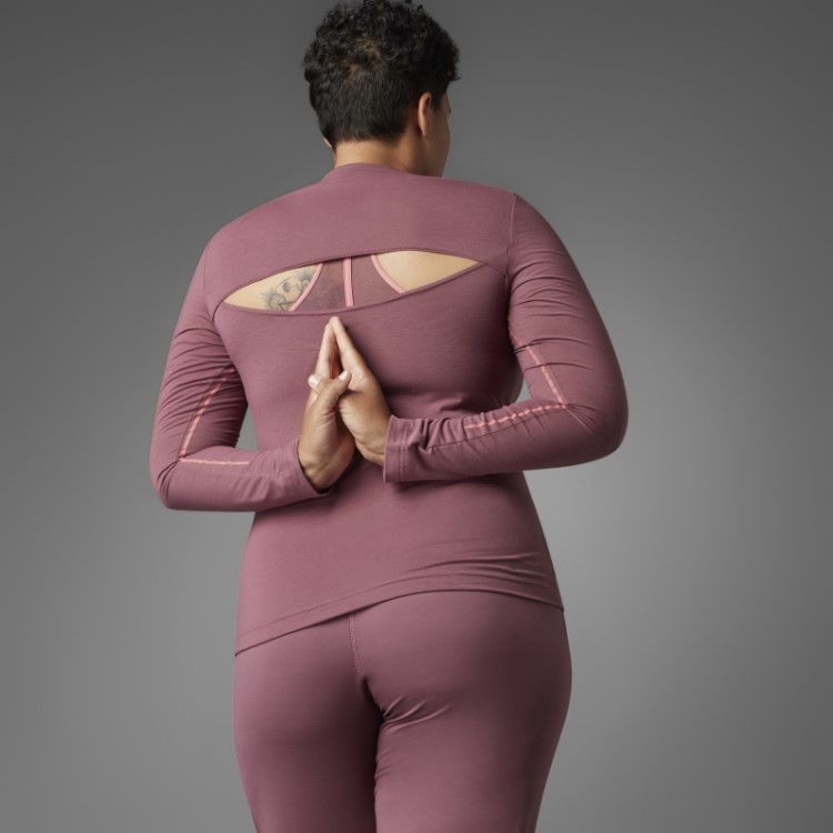 Camiseta De Manga Longa De Ioga De Equilíbrio Autêntico (tamanho Grande) Adidas Bordô