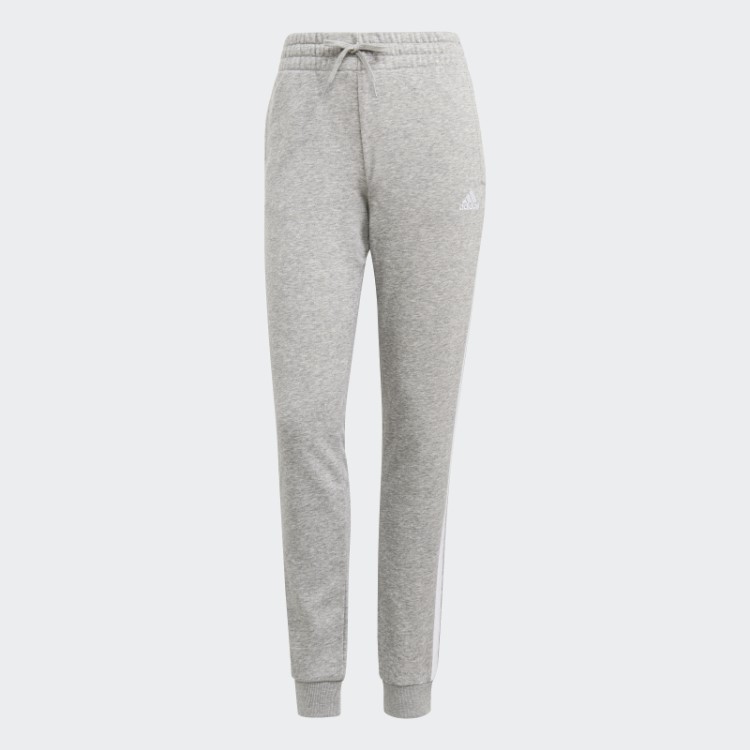 Calça Adidas Essentials Cinza Médio Com As Três Listras French Terry