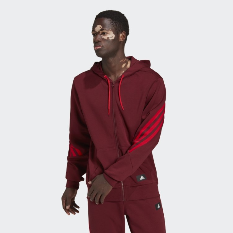 Moletom Com Capuz Vermelho Future Icons Com Três Listras E Zíper Adidas