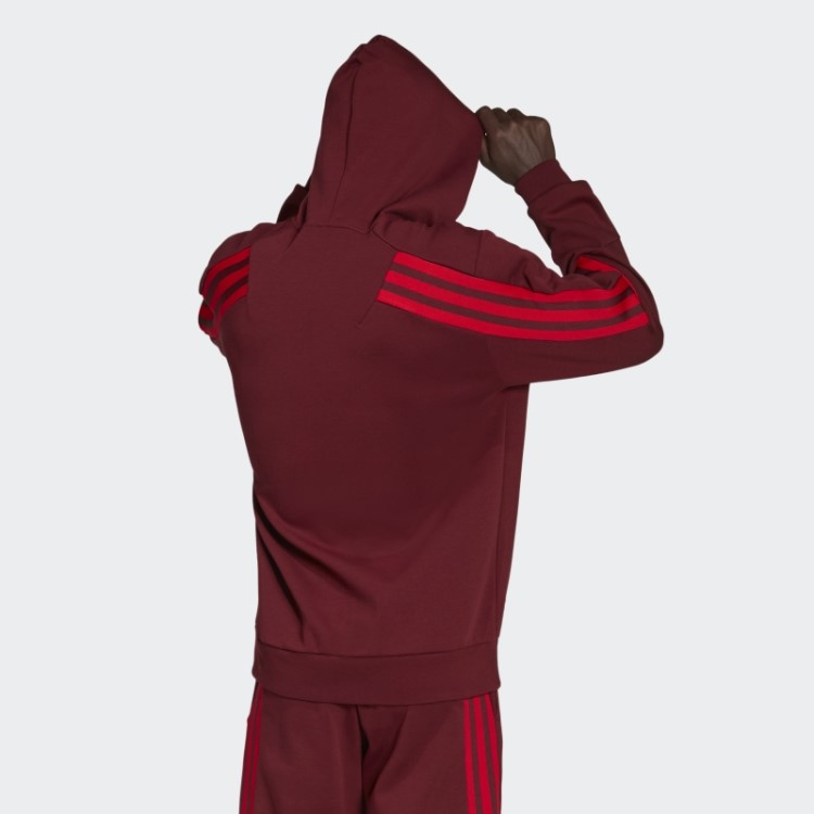 Moletom Com Capuz Vermelho Future Icons Com Três Listras E Zíper Adidas