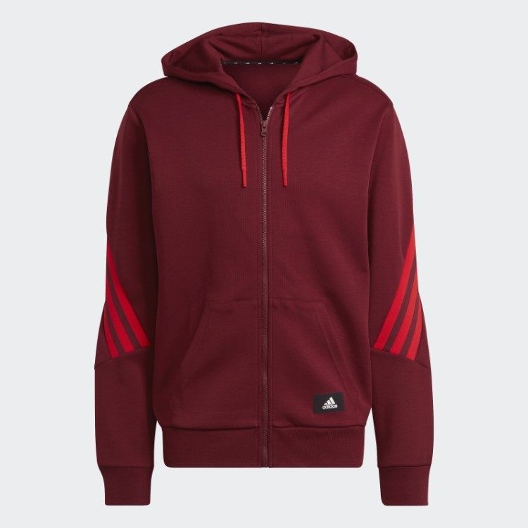 Moletom Com Capuz Vermelho Future Icons Com Três Listras E Zíper Adidas