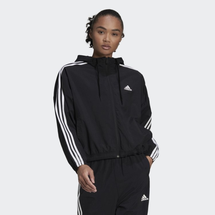 Blusão Folgado Com Logo Repeat Essentials Adidas Preto