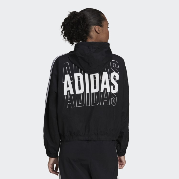 Blusão Folgado Com Logo Repeat Essentials Adidas Preto