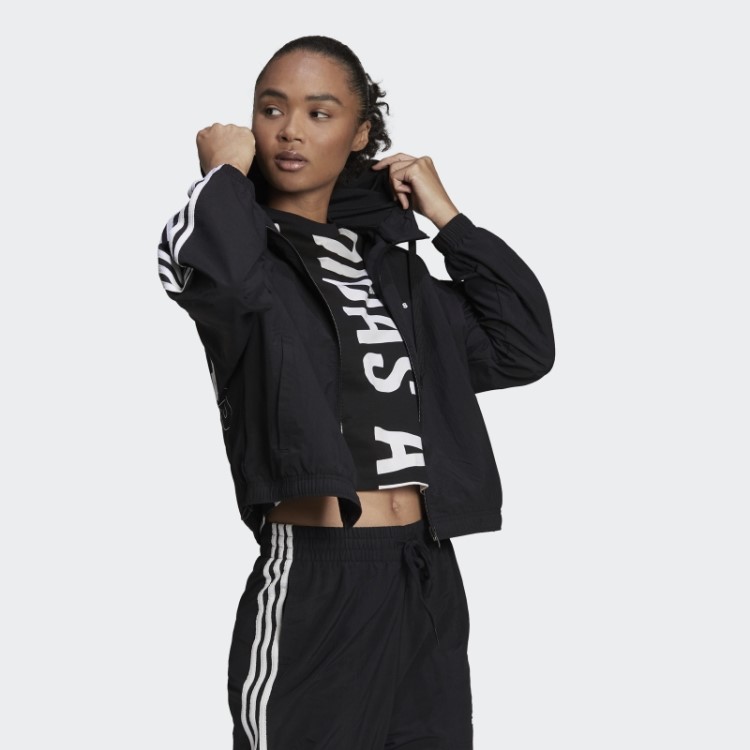 Blusão Folgado Com Logo Repeat Essentials Adidas Preto