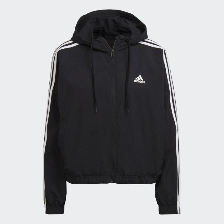 Blusão Folgado Com Logo Repeat Essentials Adidas Preto