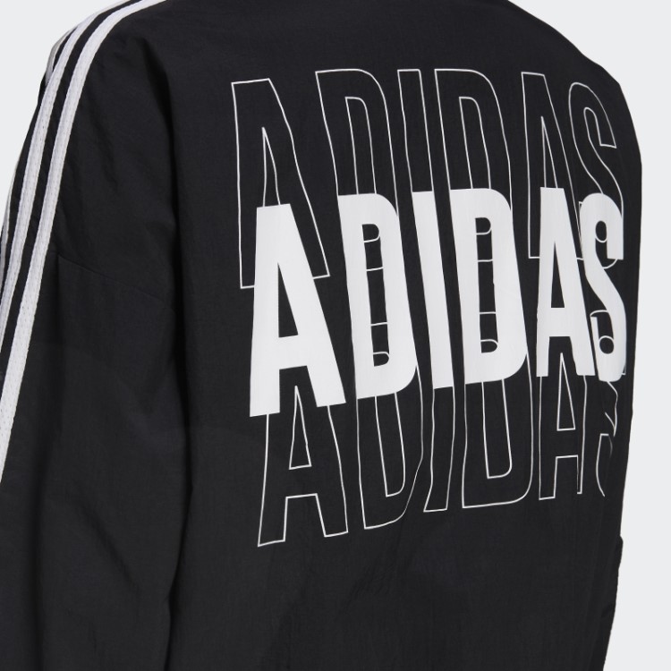 Blusão Folgado Com Logo Repeat Essentials Adidas Preto