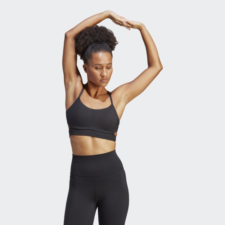 Sutiã Longline Preto Adidas Yoga Studio Com Suporte De Luz