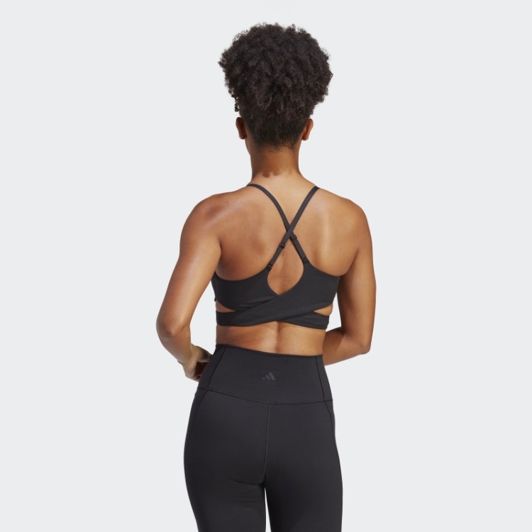 Sutiã Longline Preto Adidas Yoga Studio Com Suporte De Luz