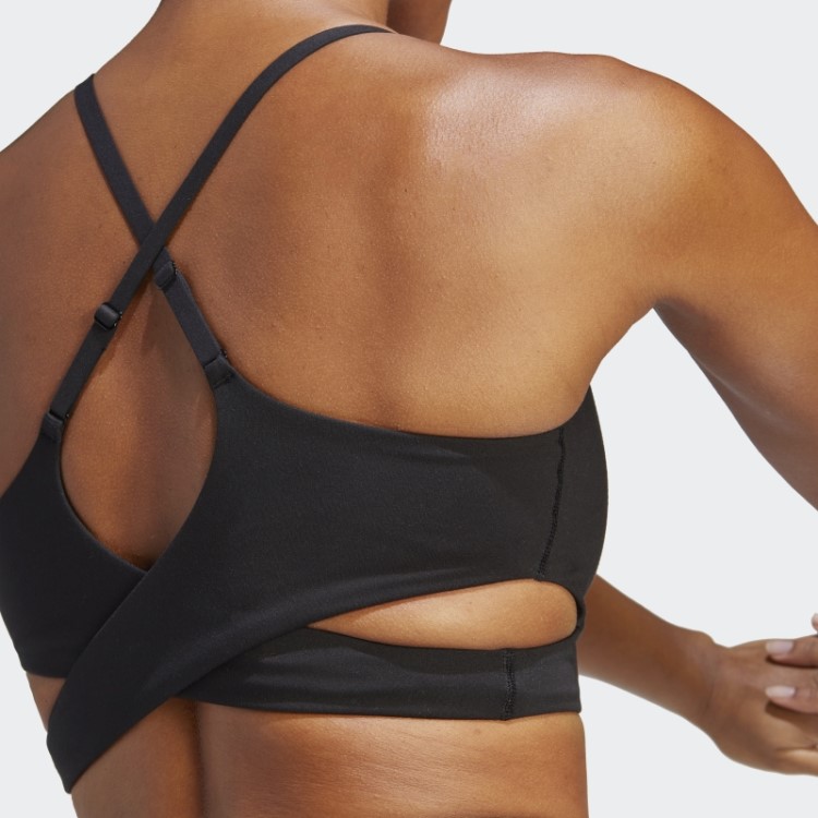 Sutiã Longline Preto Adidas Yoga Studio Com Suporte De Luz