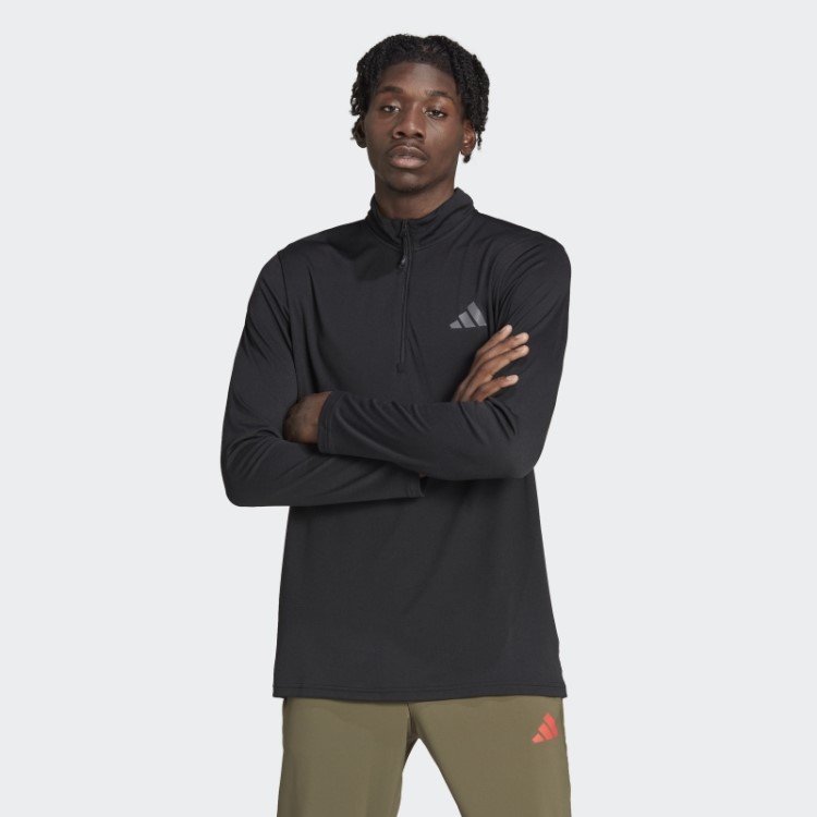 Train Essentials Seasonal Training Camiseta Manga Longa Com Zíper 1/4 Adidas Preta