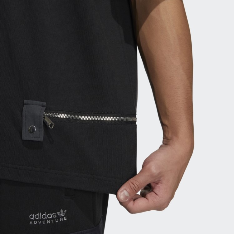 Camiseta Manga Curta Adidas Preta Com Zíper