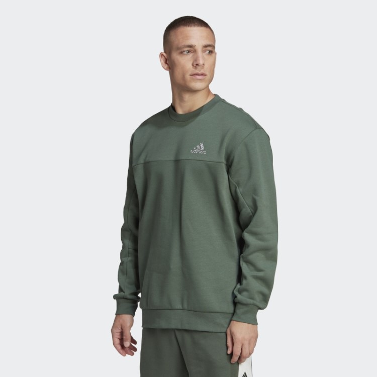 Adidas Stadium Fleece Badge Of Sport Sweatshirt Green Oxid