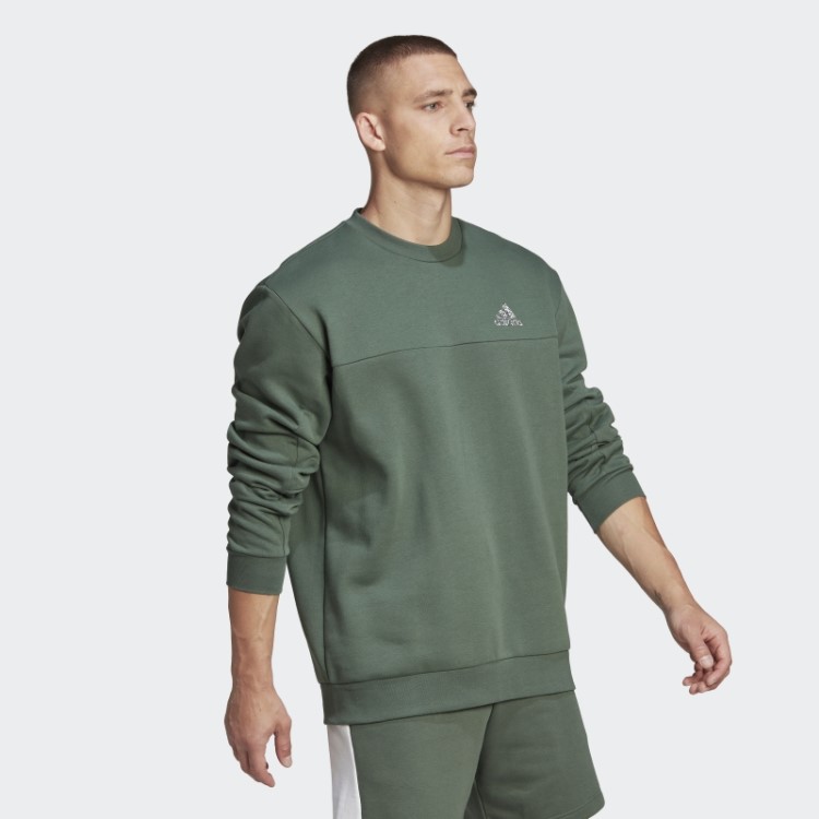 Adidas Stadium Fleece Badge Of Sport Sweatshirt Green Oxid