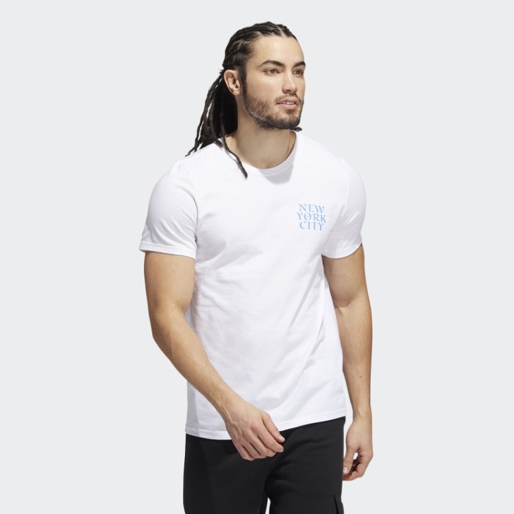 Camiseta Branca Com Estampa De Manga Curta New York City Adidas