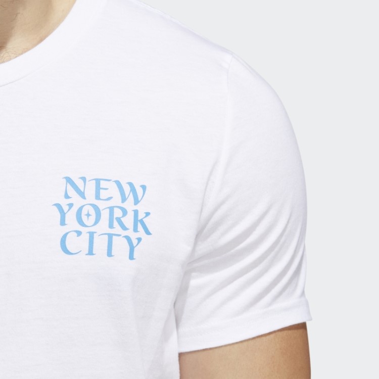 Camiseta Branca Com Estampa De Manga Curta New York City Adidas