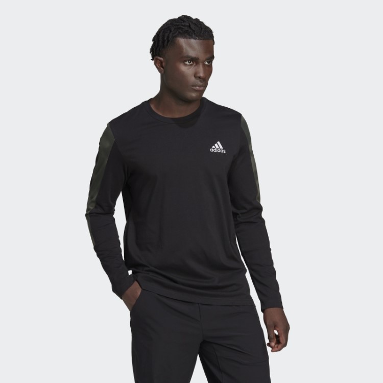 Camiseta De Manga Longa Preta Adidas Essentials Com Estampa Camuflada