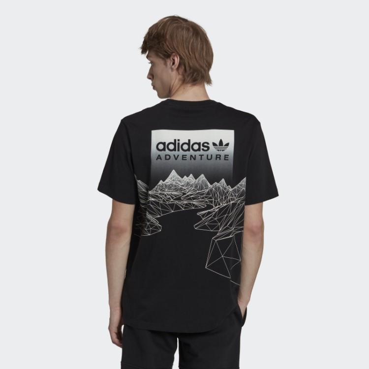 Camiseta Preta Adidas Adventure Mountain Back Hot